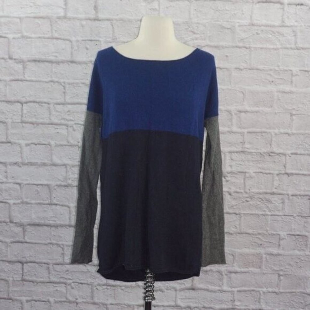 Vince Colorblock Blue Gray Wool Cashmere Sweater XS